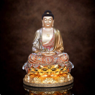 Tượng Thích Ca Mâu Ni Bằng Đồng Men Cổ Mẫn Bảo, Cao 40cm, Cao 48cm