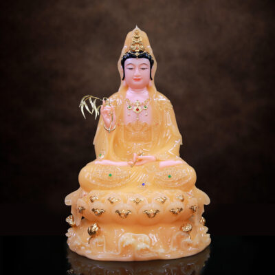 Tượng Quan Âm Bồ Tát Ngồi Đế Non Nước Bột Đá Thạch Anh, Kích Thước 40cm | 48cm