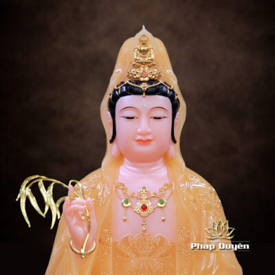 Alternative view of Tượng Quan Âm Bồ Tát Ngồi Đế Non Nước Bột Đá Thạch Anh, Kích Thước 40cm | 48cm