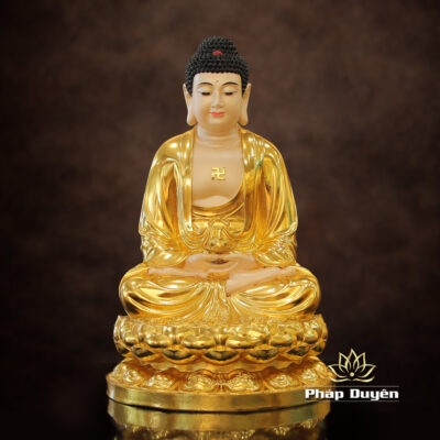Alternative view of Bộ Tây Phương Tam Thánh Ngồi, Chất Liệu Composit Dát Vàng, Cao 50cm