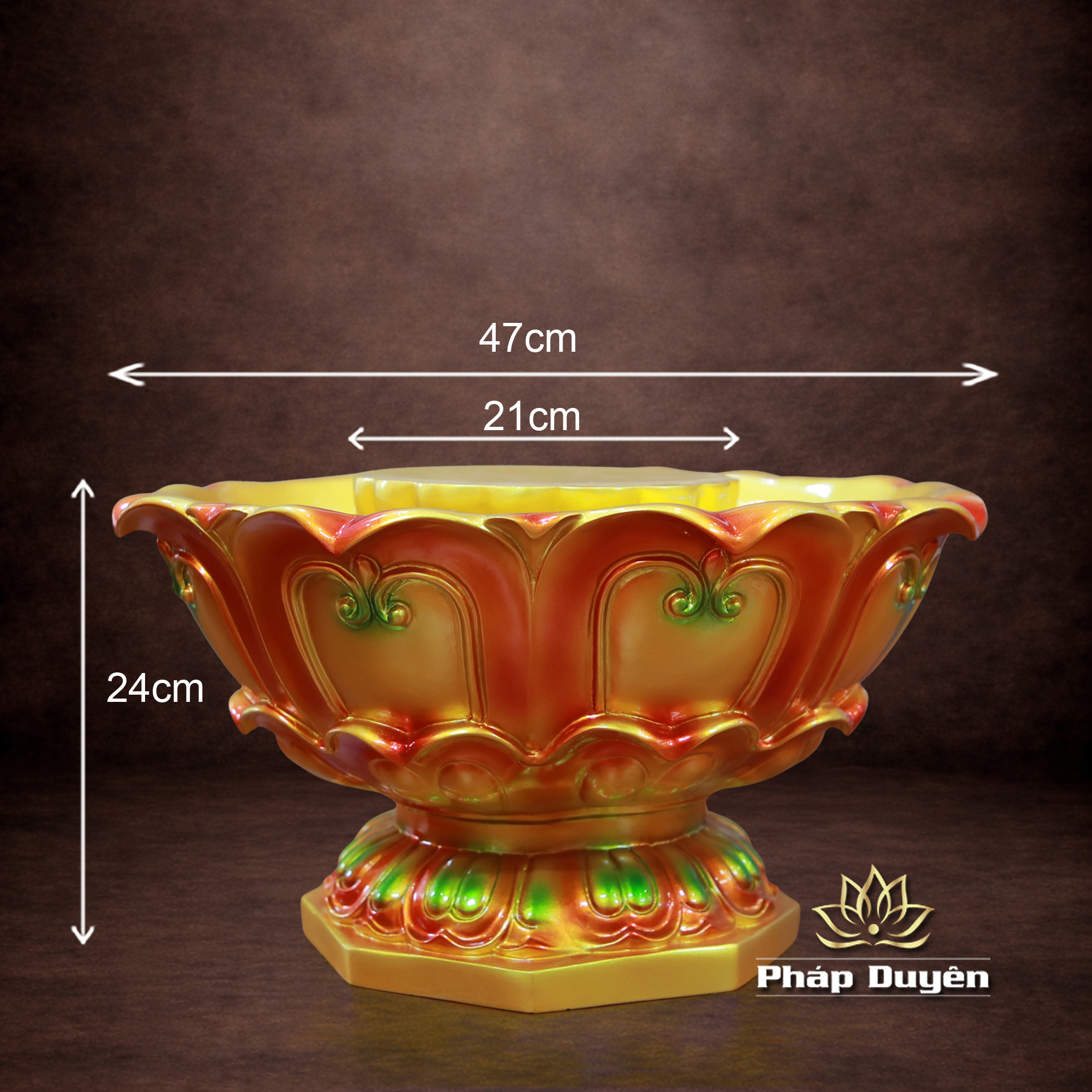 Chậu Tắm Phật Hoa Sen Viền Nổi Loại Nhỏ, Chất Liệu Composite, Đường Kính 47cm (Chưa Có Tượng) - ảnh 11