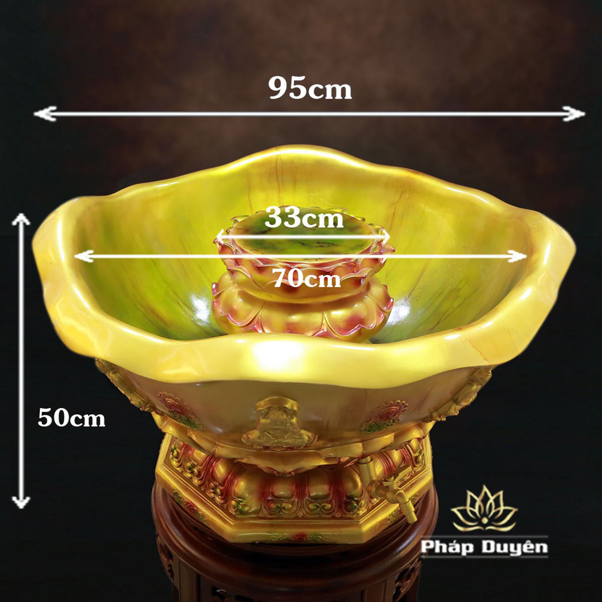 Chậu Tắm Phật Hoa Sen Viền Nổi Size Lớn, Chất Liệu Composite, Đường Kính 95cm, Cao 50cm (Chưa Có Tượng) - ảnh 15