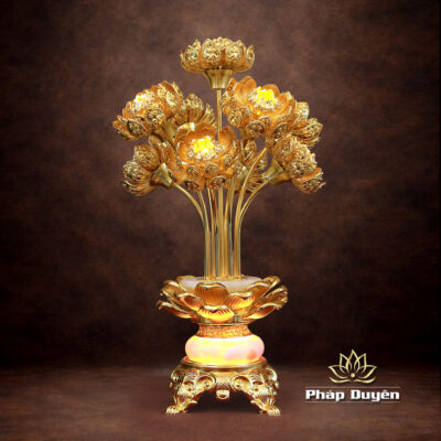 Alternative view of Đôi Đèn Kim Liên Ngọc Thạch, Cao 53cm