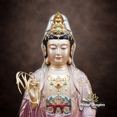 Hình ảnh bổ sung của Tượng Quan Âm Bồ Tát Ngồi Non Nước, Chất Liệu Đồng Sơn Màu, Nhiều Kích Thước