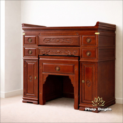 Alternative view of Ban Thờ Gỗ Nhập Khẩu, Chạm Khắc Hoa Sen Màu Nâu Đỏ, Nhiều Kích Thước