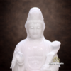 Tượng Quan Âm Bồ Tát Ngồi Tự Tại, Bằng Đá Hán Bạch Ngọc Nguyên Khối Trắng, Cao 66cm - ảnh 1