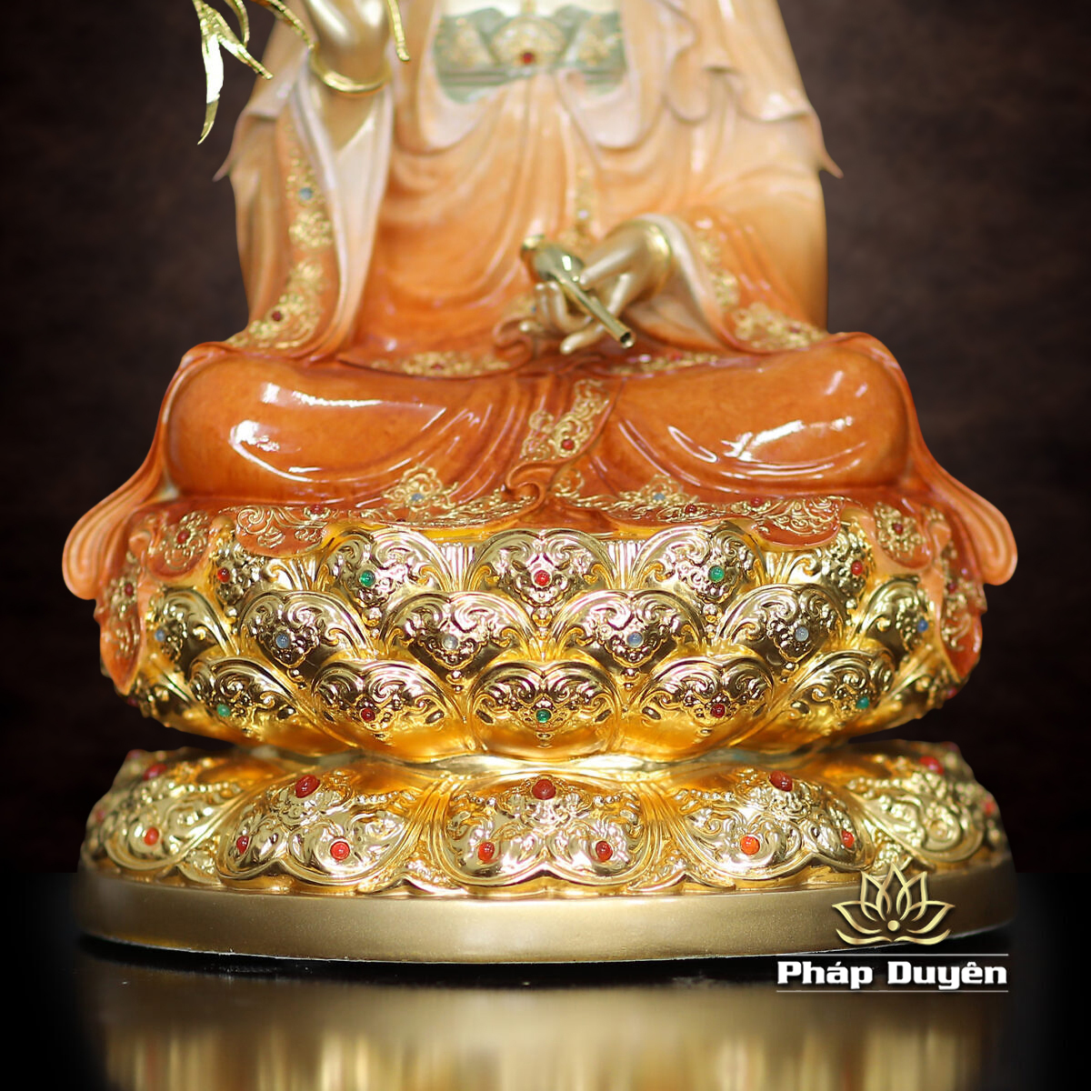 Tượng Quan Âm Ngồi Đài Sen, Bằng Đồng Sơn Cao Cấp, Cao 40cm - 66cm - ảnh 13