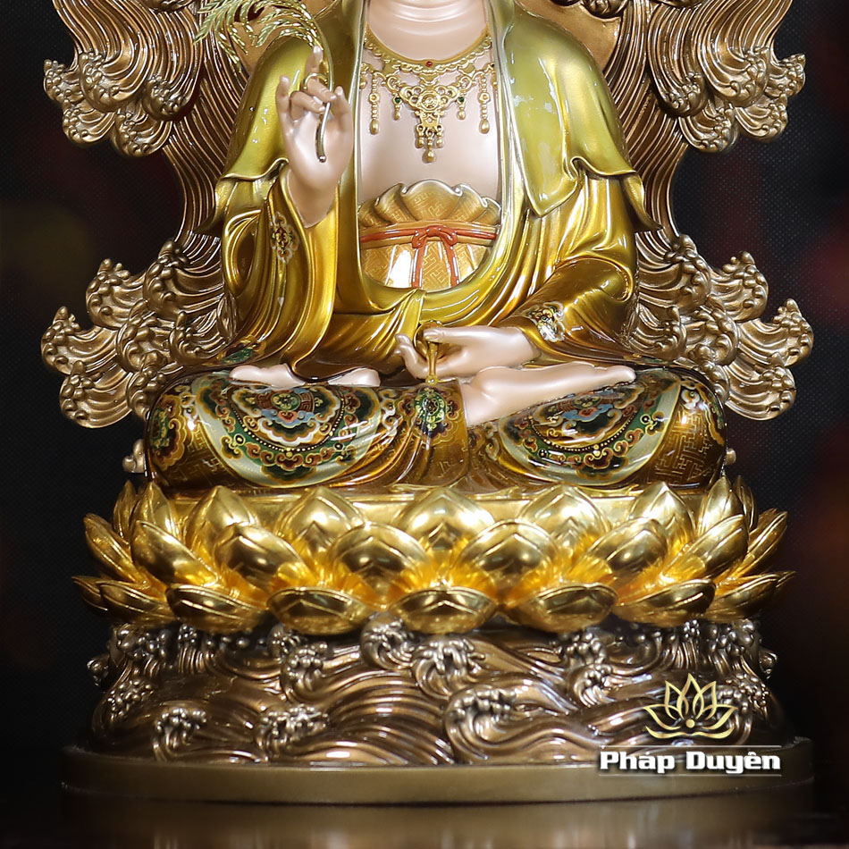 Tượng Quan Âm Bồ Tát Ngồi Non Nước, Bằng Đồng, Có Lọng Che, Nhiều Kích Thước - ảnh 13