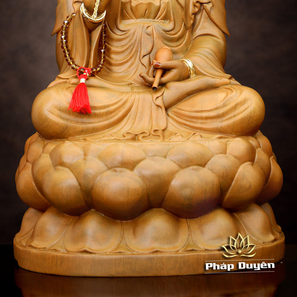 Tượng Bồ Tát Quan Âm, Gỗ Hương Chương (Long Não) Điểm Vàng, Nhiều Kích Thước - ảnh 22