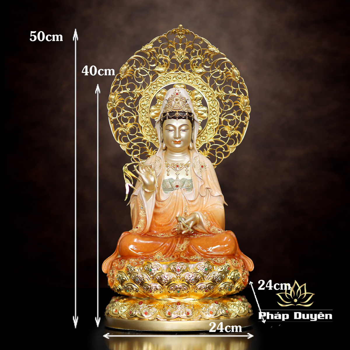 Tượng Quan Âm Ngồi Đài Sen, Bằng Đồng Sơn Cao Cấp, Cao 40cm - 66cm - ảnh 15