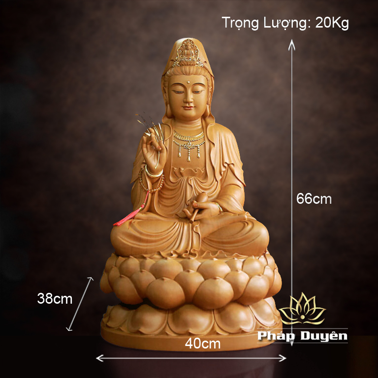 Tượng Bồ Tát Quan Âm, Gỗ Hương Chương (Long Não) Điểm Vàng, Nhiều Kích Thước - ảnh 25