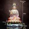 Tượng Quan Âm Bồ Tát Ngồi Non Nước, Chất Liệu Đồng Sơn Màu, Nhiều Kích Thước - ảnh 8