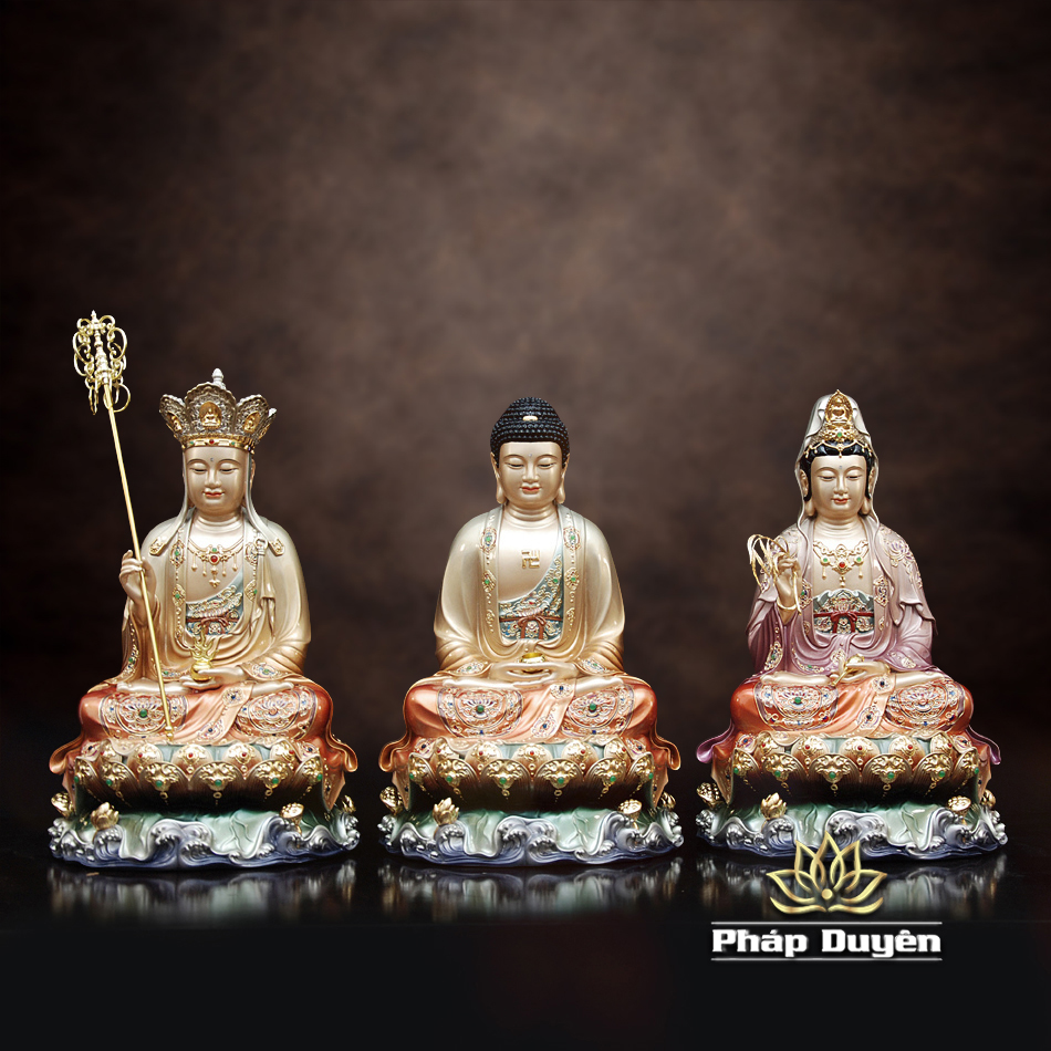 Tượng Quan Âm Bồ Tát Ngồi Non Nước, Chất Liệu Đồng Sơn Màu, Nhiều Kích Thước - ảnh 23
