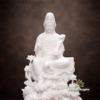 Tượng Quan Âm Bồ Tát Ngồi Tự Tại, Bằng Đá Hán Bạch Ngọc Nguyên Khối Trắng, Cao 66cm - ảnh 3