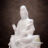 Tượng Quan Âm Bồ Tát Ngồi Tự Tại, Bằng Đá Hán Bạch Ngọc Nguyên Khối Trắng, Cao 66cm - ảnh 2