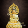 Tượng Quan Âm Đồng Dát Vàng Ấn Bảo, Cao 40cm (Tổng Lá Đề 48cm) - ảnh 3