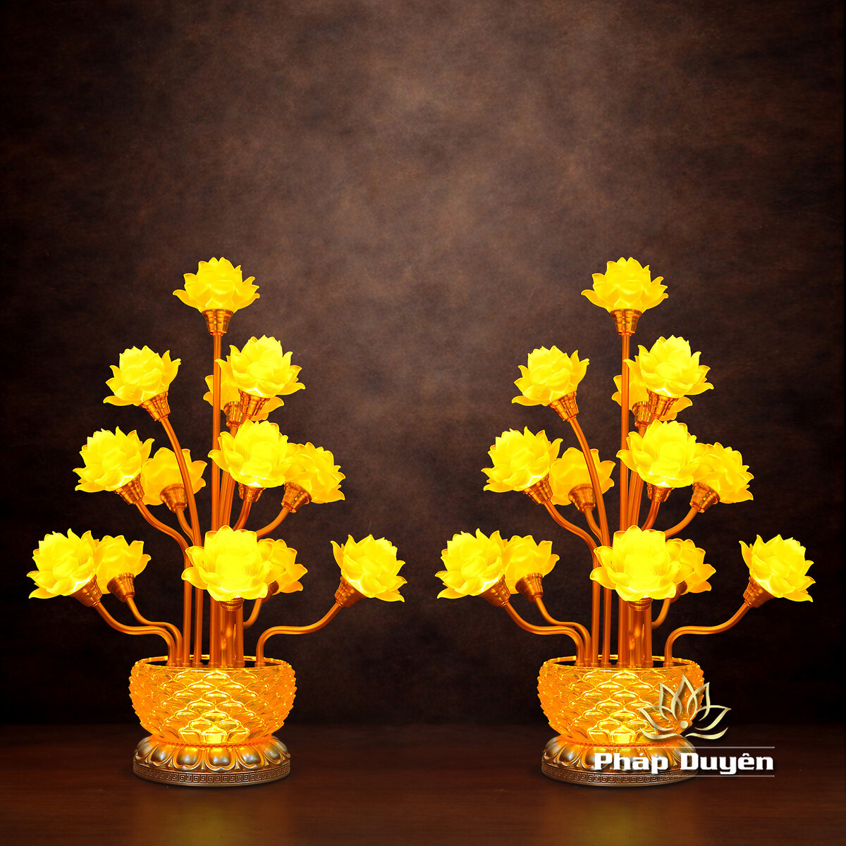 Đôi Đèn Thờ Sen Phú Quý Thủy Lưu Ly, Cao 68cm - ảnh 10