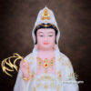 Tượng Quan Âm Bột Đá Trắng Viền Vàng, Cao 48cm - ảnh 1