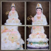 Tượng Quan Âm Bột Đá Trắng Viền Vàng, Cao 48cm - ảnh 2
