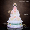 Tượng Quan Âm Bột Đá Trắng Viền Vàng, Cao 48cm - ảnh 4