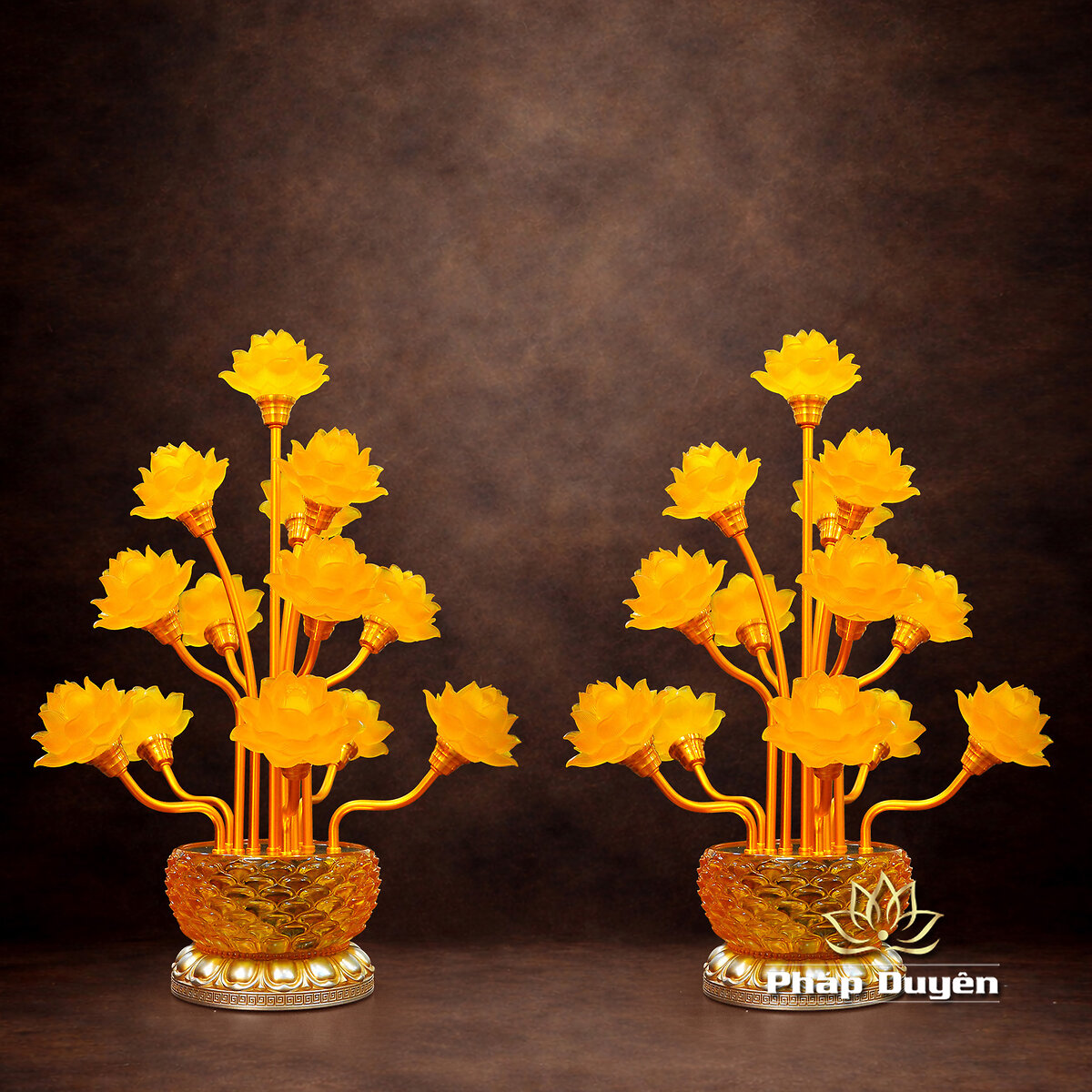 Đôi Đèn Thờ Sen Phú Quý Thủy Lưu Ly, Cao 68cm - ảnh 9