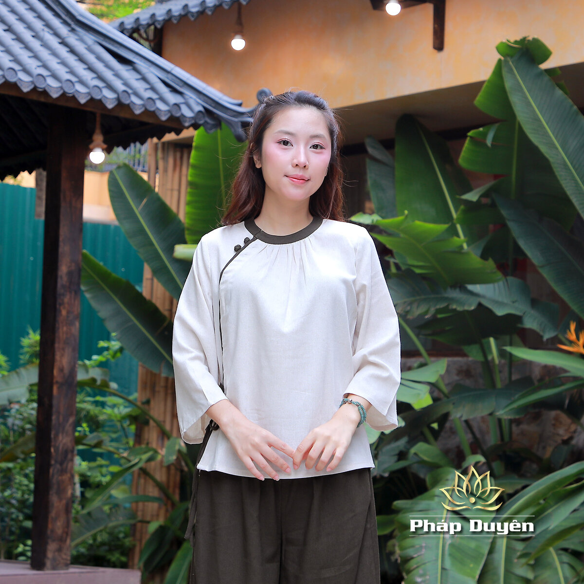 Bộ Pháp Phục Lễ Chùa Nữ Thanh Vân, Vải Linen Bột - Size S, M, L - ảnh 11