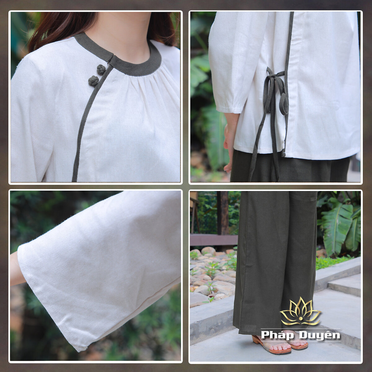 Bộ Pháp Phục Lễ Chùa Nữ Thanh Vân, Vải Linen Bột - Size S, M, L - ảnh 12