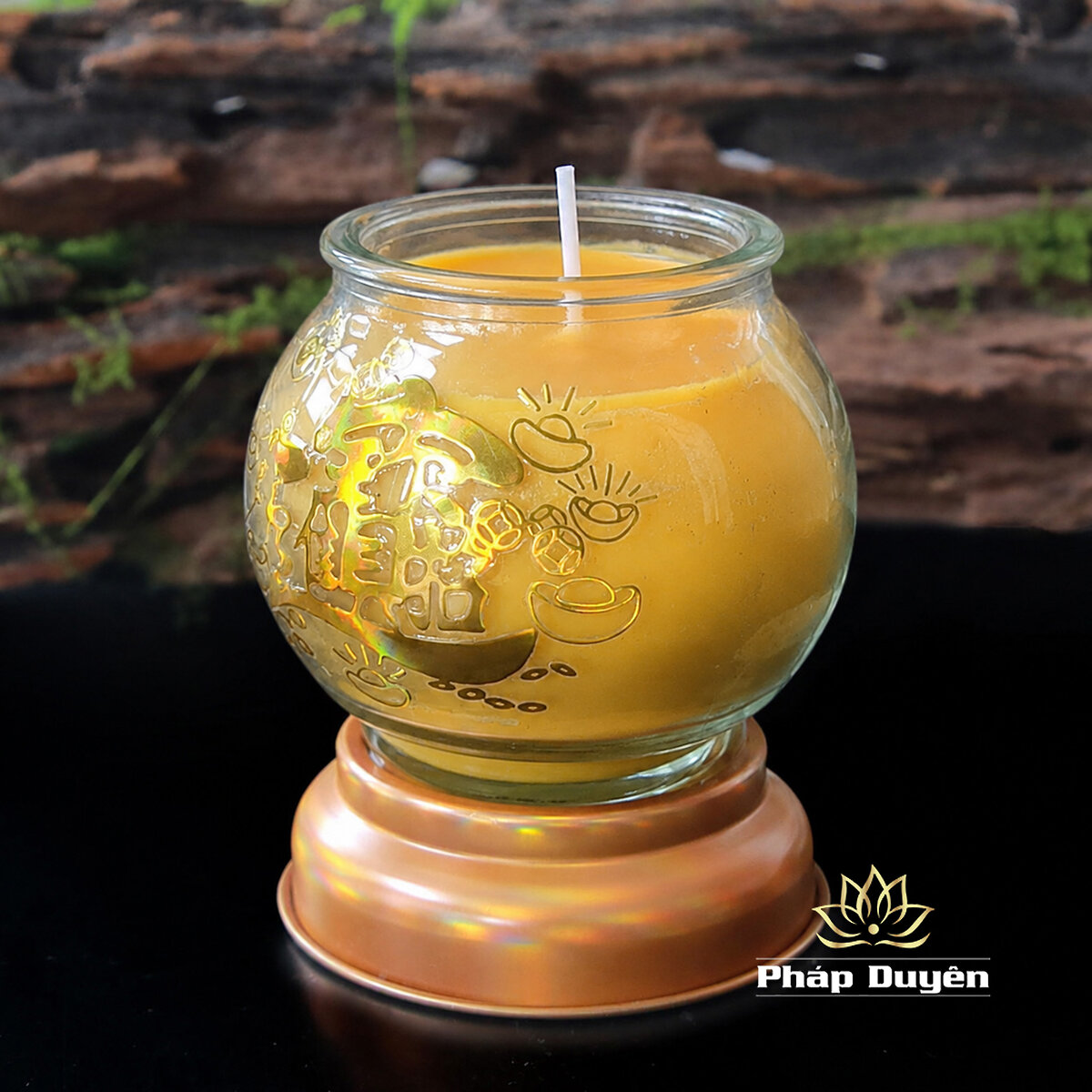 Nến Cốc Thủy Tinh Chiêu Tài, Màu Đỏ, Đế Nhôm - ảnh 5