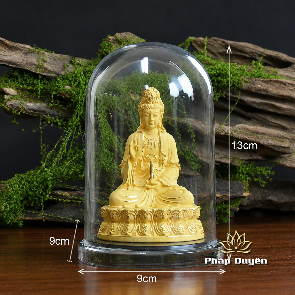 Tượng Để Xe Hình Phật Bà Quan Âm, Nhung Vàng Kim Sa, Cao 13cm - ảnh 10