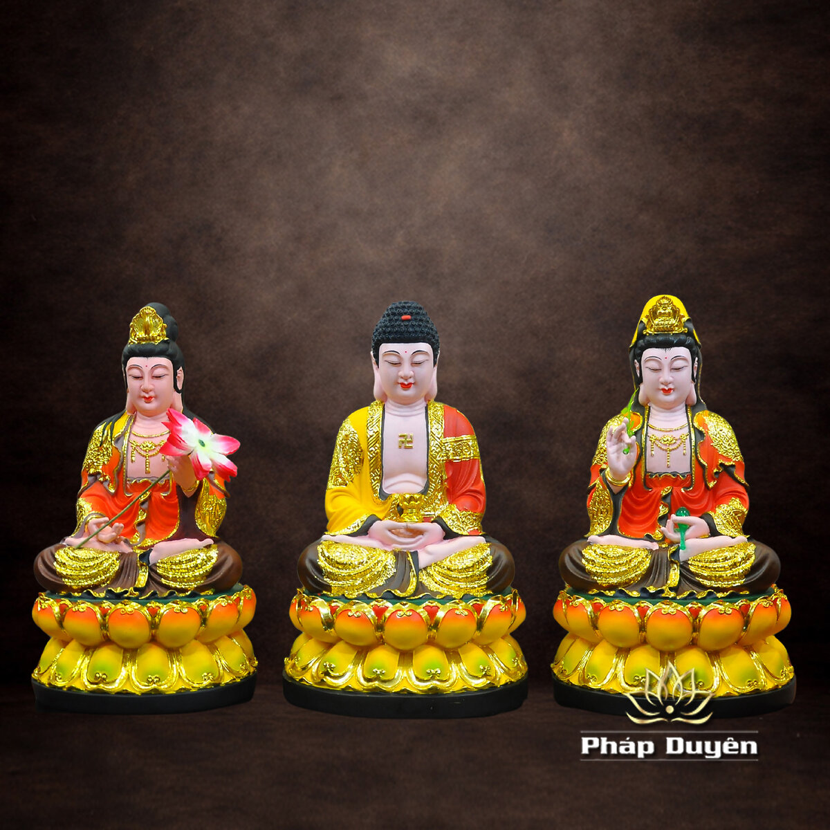Bộ Tây Phương Tam Thánh Ngồi, Chất Liệu Composit, Cao 38cm - ảnh 6