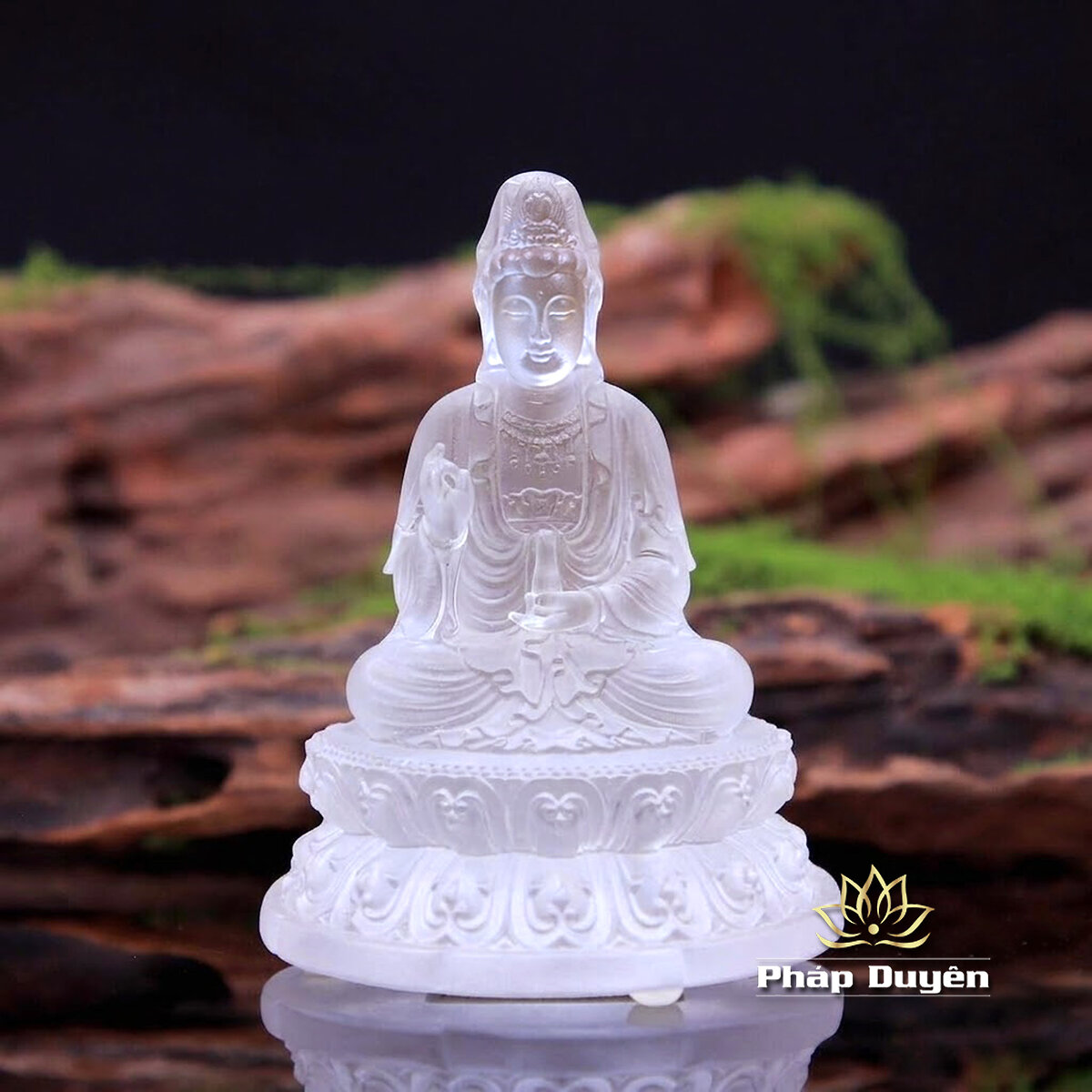 Tượng Để Xe Phật Bà Quan Âm Lưu Ly Màu Trắng Cao 12cm - ảnh 5
