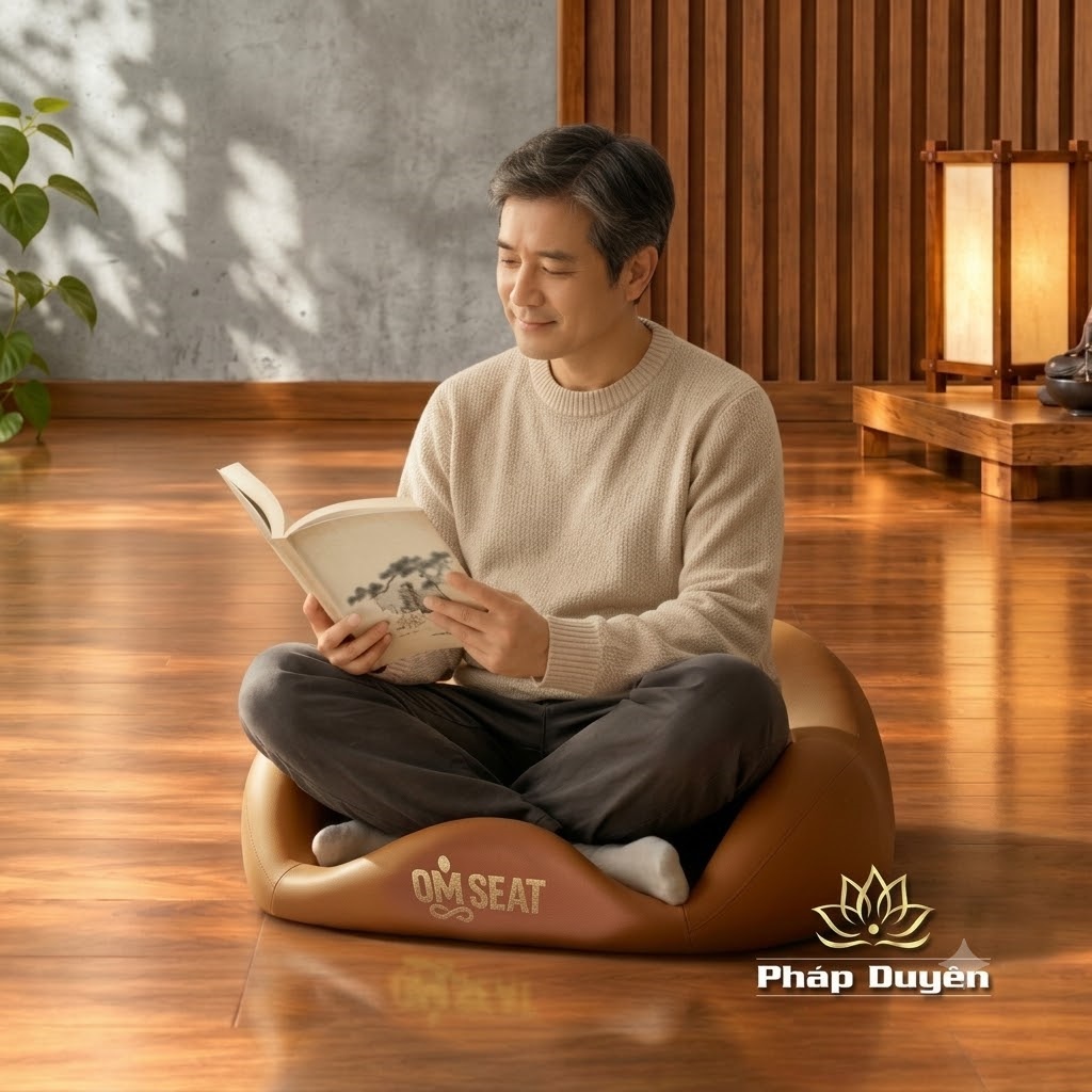 Ghế Ngồi Thiền OM SEAT, Màu Vàng Bò, Vàng Đất, Màu Nâu, Size 59X59X22, 65x64x23, - ảnh 11
