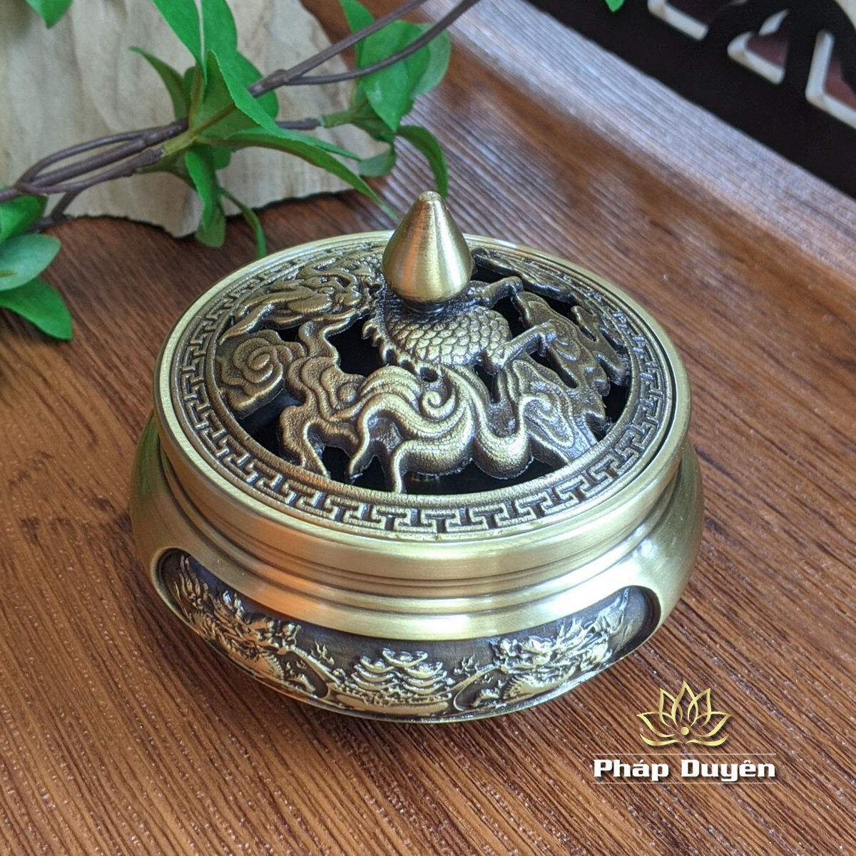 Lư Xông Đồng Khắc Họa Tiết, Chân Cao (Mẫu 123) - ảnh 5
